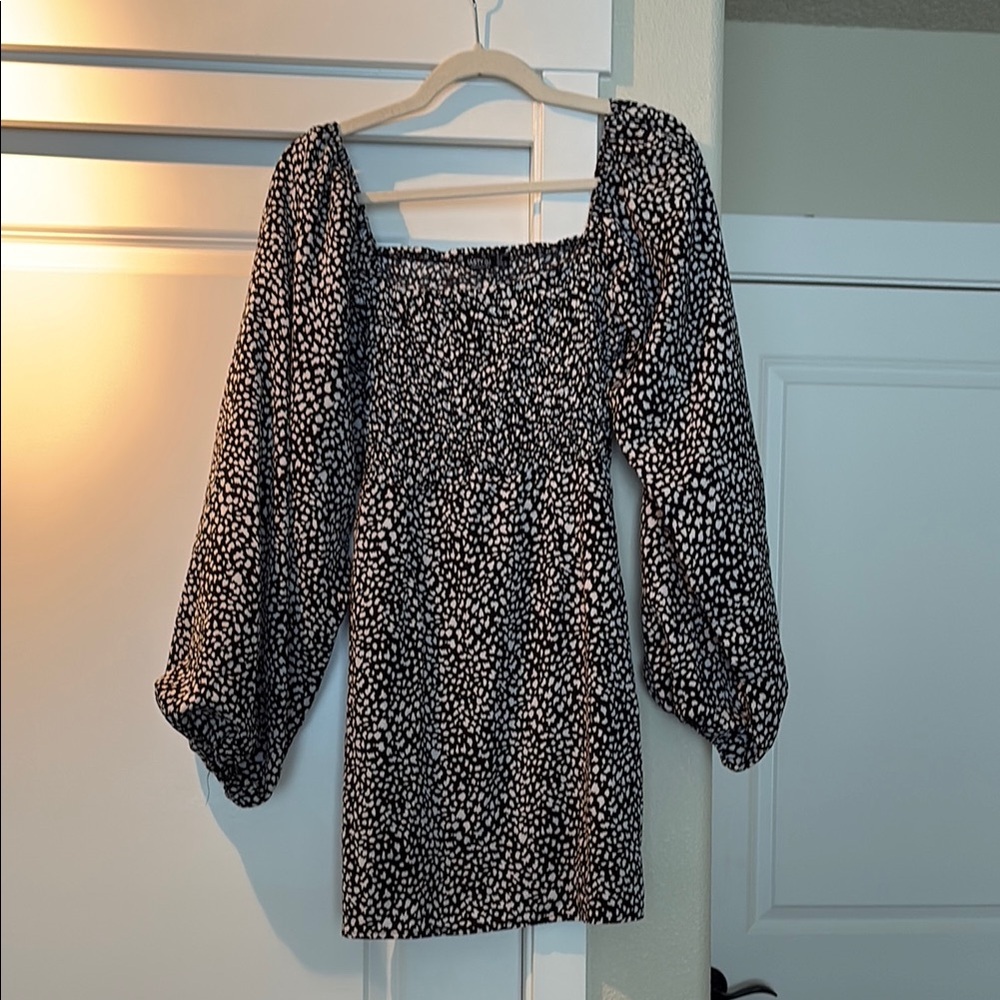 Nasty Gal Petite Puff Sleeve Square Neck Skater Dress